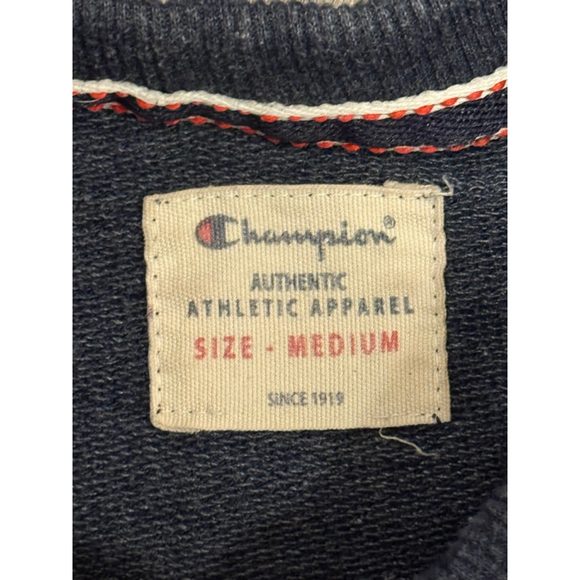 Champion Authentic Apparel Men’s Crewneck Sweatshirt Sz Med Heather Navy Blue - Picture 7 of 7